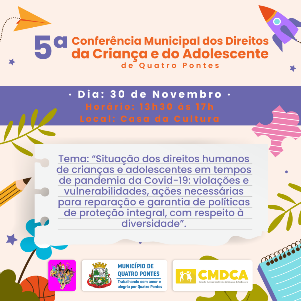 Ponto Novo: V Conferência Municipal dos Direitos da Criança e do Adolescente  acontece nesta sexta (11)