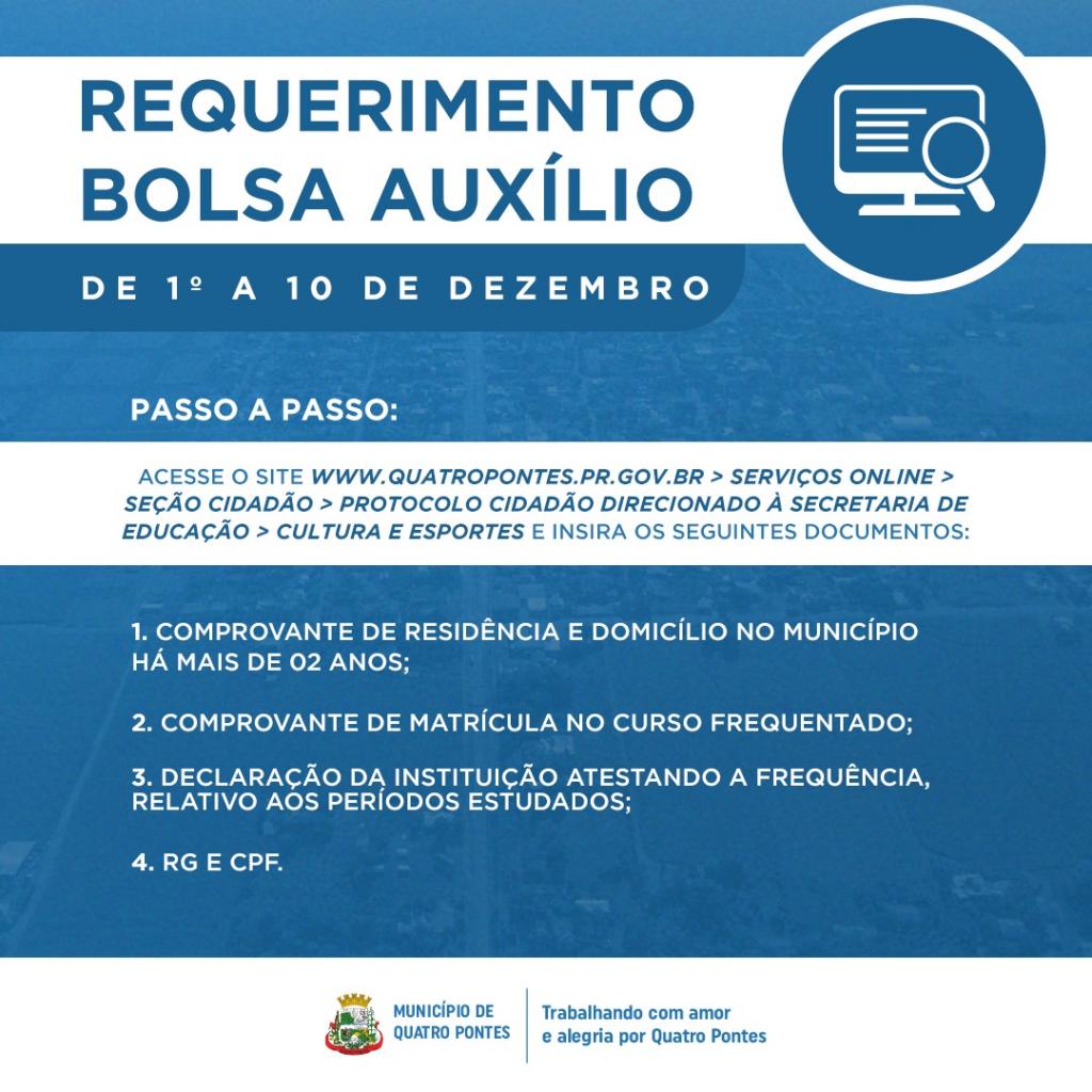 Requerimento da bolsa auxílio deve ser formalizado até sexta-feira